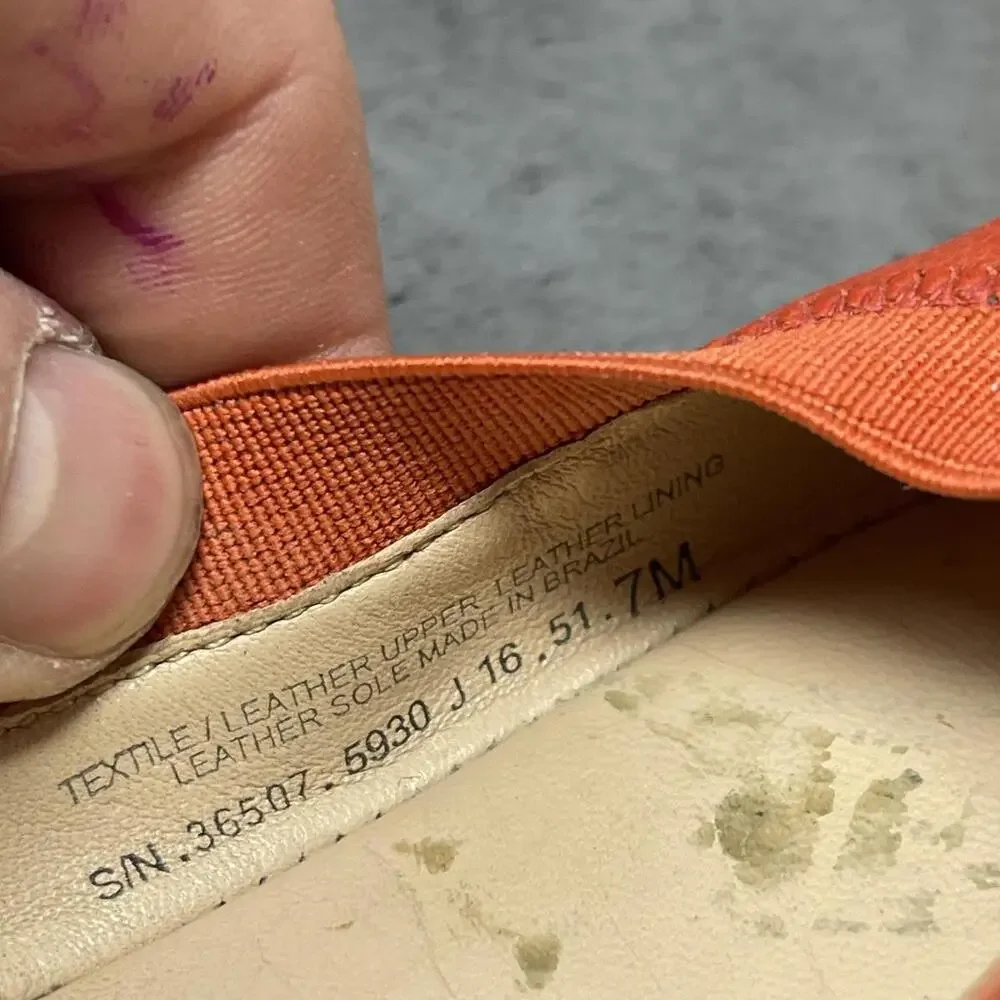 Tory Burch Flats Womens Size 7 Minnie Ballet Orange Leather Slip On Shoes